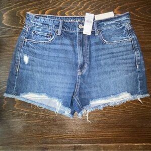 AE TOMGIRL distressed HIGH RISE denim Jean shorts AMERICAN EAGLE Sz 10 30w NWT